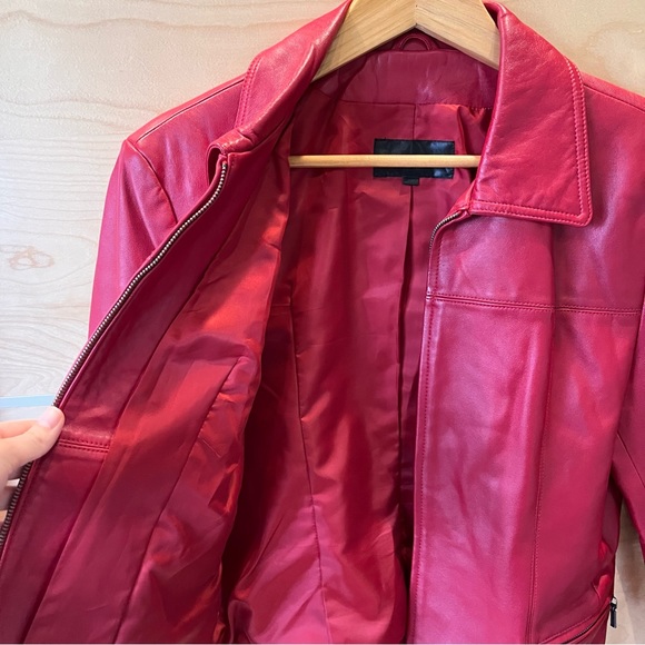 Vintage Red 100% Leather Rocker Jacket Size 10 - Picture 2 of 9